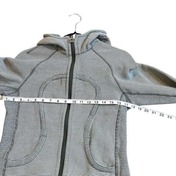 Lululemon Scuba Hoodie*Microstripe Full Zip Cotton Fleece Sweatshirt- Size 6 - Picture 13 of 14